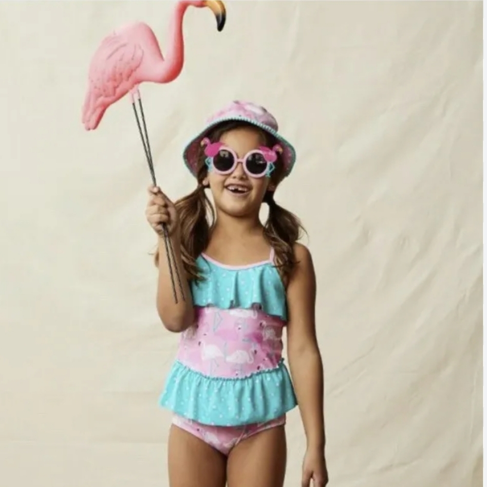 Matilda Jane Island Party Flamingo Girl's One Piece Swimsuit Swimwear